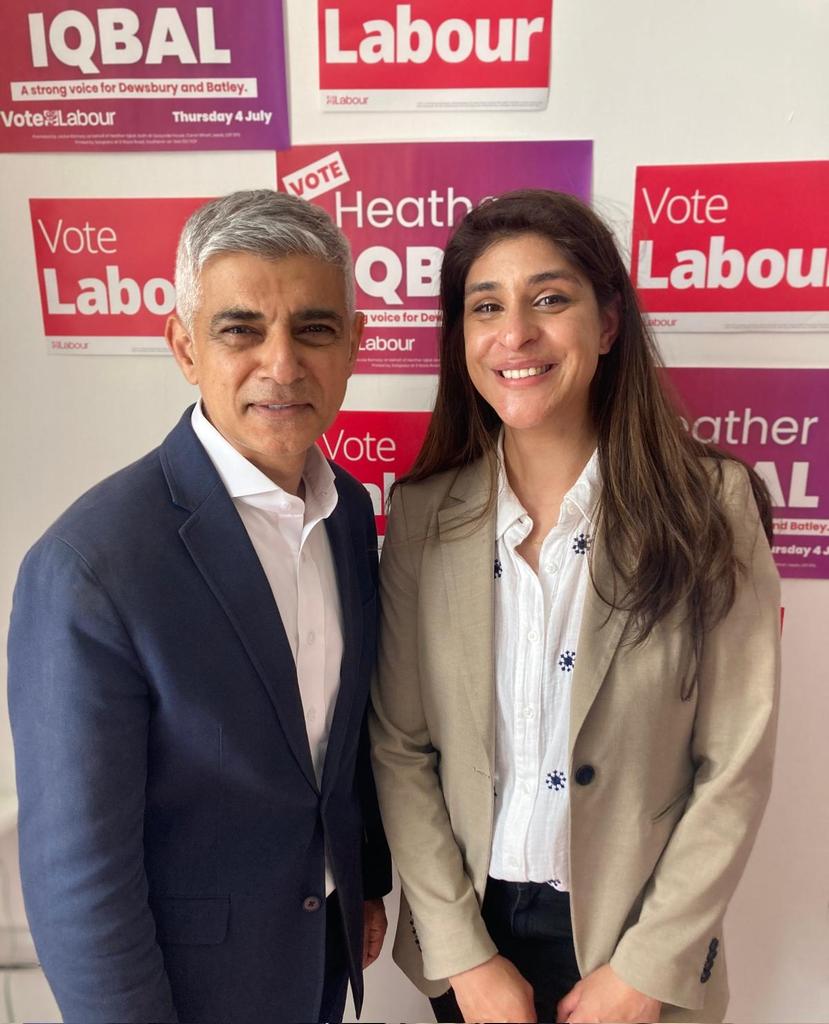 SadiqKhan's tweet photo. Thanks to everyone who joined us in Dewsbury and Batley on the campaign trail for Heather Iqbal. 

The choice on 4 July is simple: more chaos with the Tories, or change with a Labour Government.

#VoteLabour #VoteHeather🌹 https://t.co/UdarYCcYcq