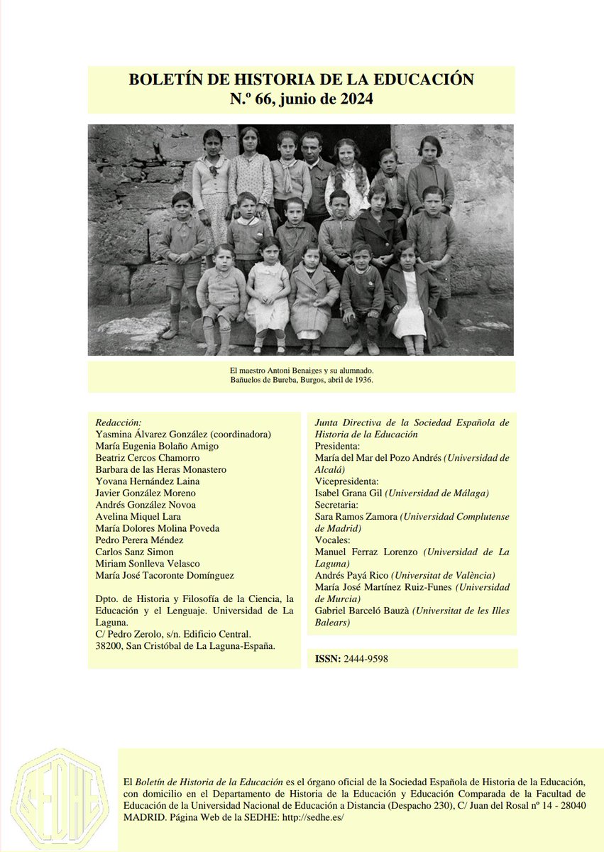 Nuevo Boletín (2024) de la Sociedad Española de Historia de la Educación SEDHE ya disponible en:
sedhe.es/wp-content/upl… #histed