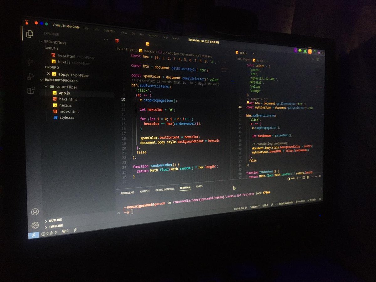 neerajnath155's tweet photo. Hey @X Family 👋 How is going everyone? Hope you doing well. Today I will Restart my #Webdev Journey 👨‍💻💻 I will learn by building projects🏗️
Today I will build #colorChanger project using #html #css #javaScript Early I will start #100daysofcoding  chellenge.

#learninpublic https://t.co/Kop2NGBqVz