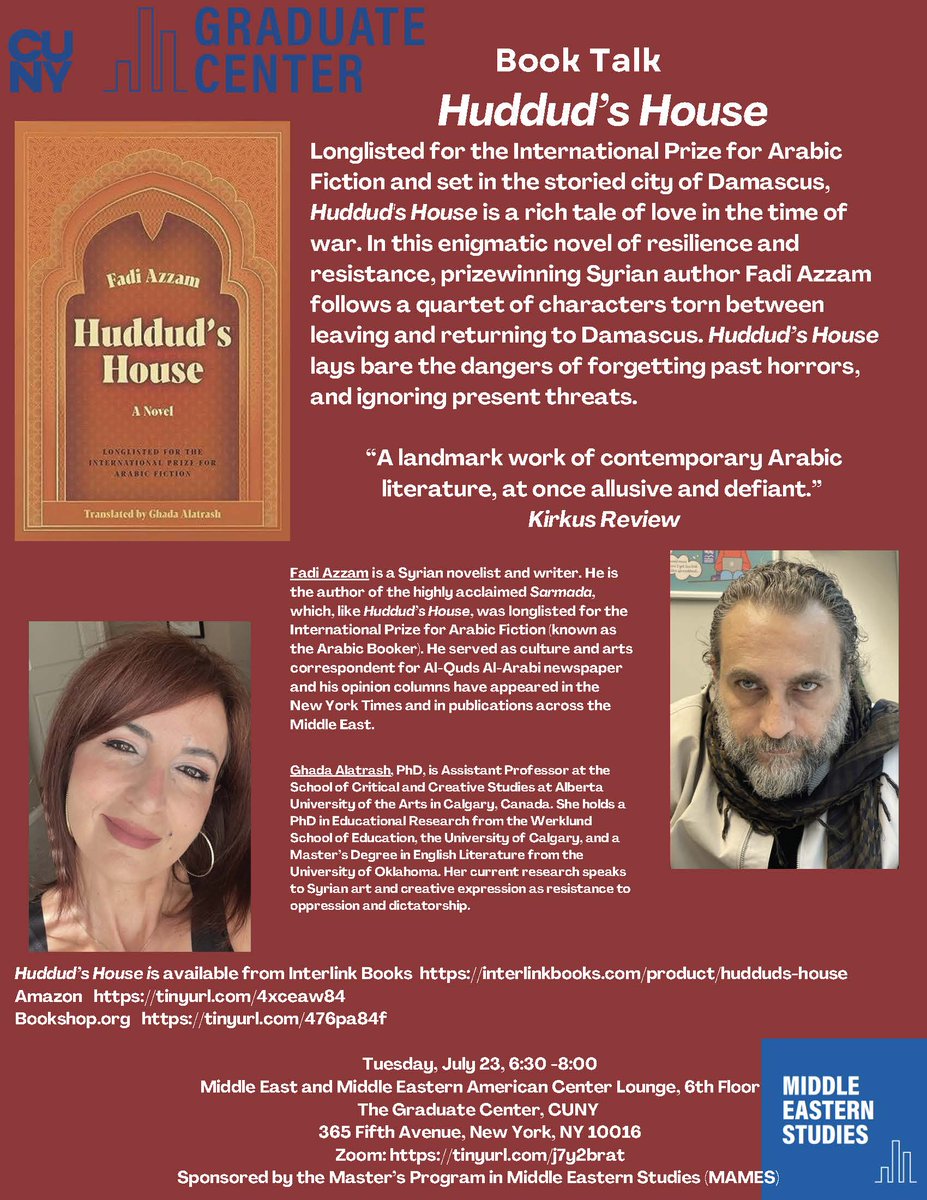 Save the date! Syrian writer Fadi Azzam discusses his newly translated novel at the CUNY Graduate Center.