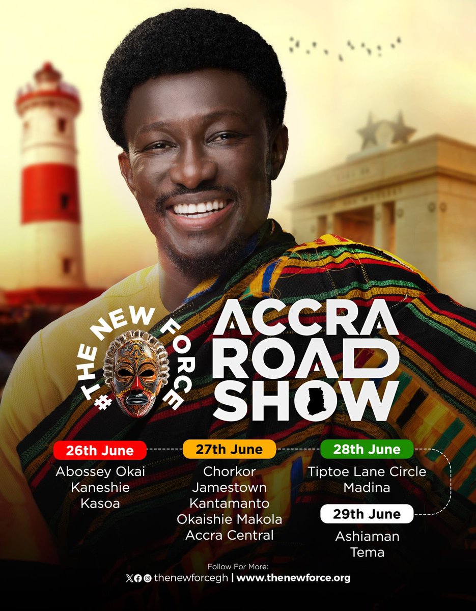 OsagyefoNKB's tweet photo. Excited to connect with the vibrant communities of Accra during the first phase of our Accra roadshow! Join us as we discuss our vision for a brighter future together. Your voice matters, and we want to hear from you! #AccraRoadshow #TheNewForce #NKBforPresident https://t.co/yiHnSqJenI