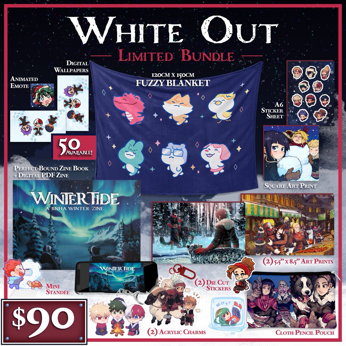 ❄️WHITE OUT❄️$90
Our LE bundle has absolutely everything plus our beautiful blanket that will keep you warm and cozy in the wintertime!!