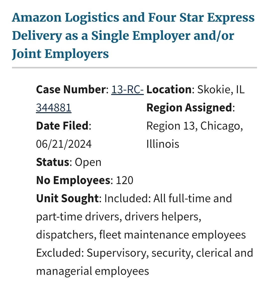 🚨BREAKING: 120 Amazon drivers in Illinois are unionizing with <a href="/Teamsters/">Teamsters</a>.