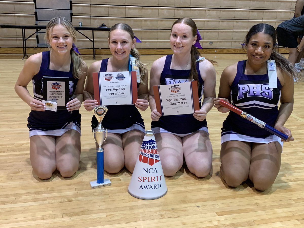 HereWeGoPiper's tweet image. 2024 NCA Camp was a blast! This is the biggest team Piper’s ever had and man oh man, did they clean up!

💜 25 All-American Nominees 
💜 4 NCA All-Americans
💜 3 Pin It Forward Recipients 
💜 Best Crowd Leading &amp;amp; Use of Props
💜 Top Team Band Chant 
💜 NCA Spirit Award