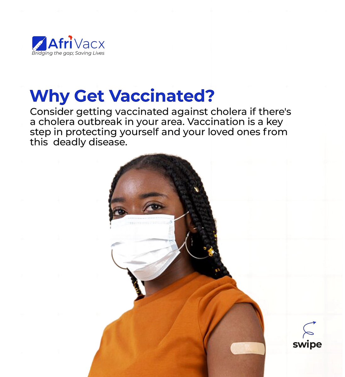 Afrivacx's tweet photo. Stay informed and stay protected. Vaccination is a crucial step in combating #cholera, especially during an outbreak. 

Share this information to help spread awareness and safeguard our communities.

Vaccines save lives! https://t.co/FmFupqCiep