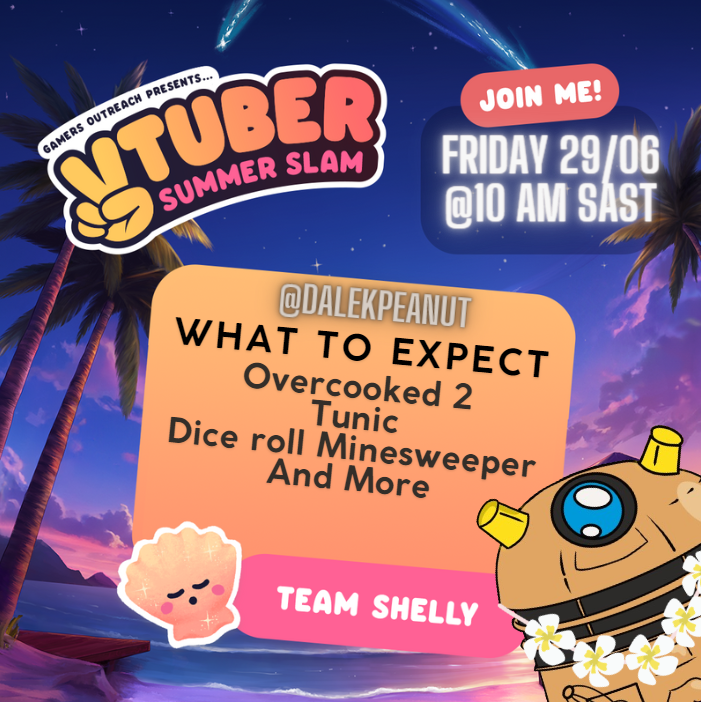 Ayooooo next week we are participating in a charity event. More details to Follow sooon #Vtuber #charitystream #twitchstreamer #gamersoutreach #twitch #forthechildren #twitchaffiliate #southafricanvtuber #teamshelly #dalekpeanut