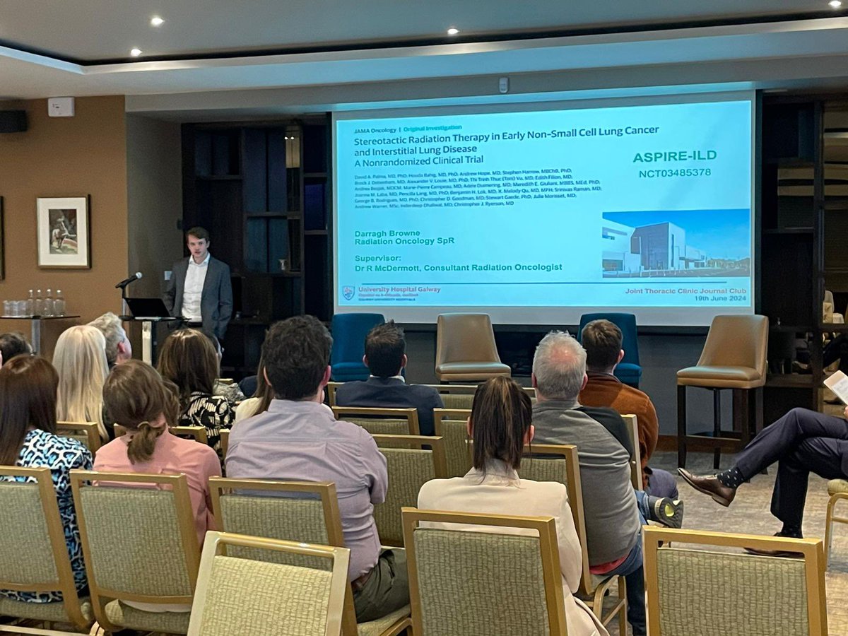 Tara_CTANP's tweet image. Dr Darragh Brown, Radiation Oncology SpR spoke about sterotactic radiation therapy in early non small-cell lung cancer&amp;amp; ILD supported by Radiation Oncologist Dr Ronan Mc Dermott @rmcd22 which soon will be available to patients in the West. @hseNCCP @CancerUniGalway @saoltagroup