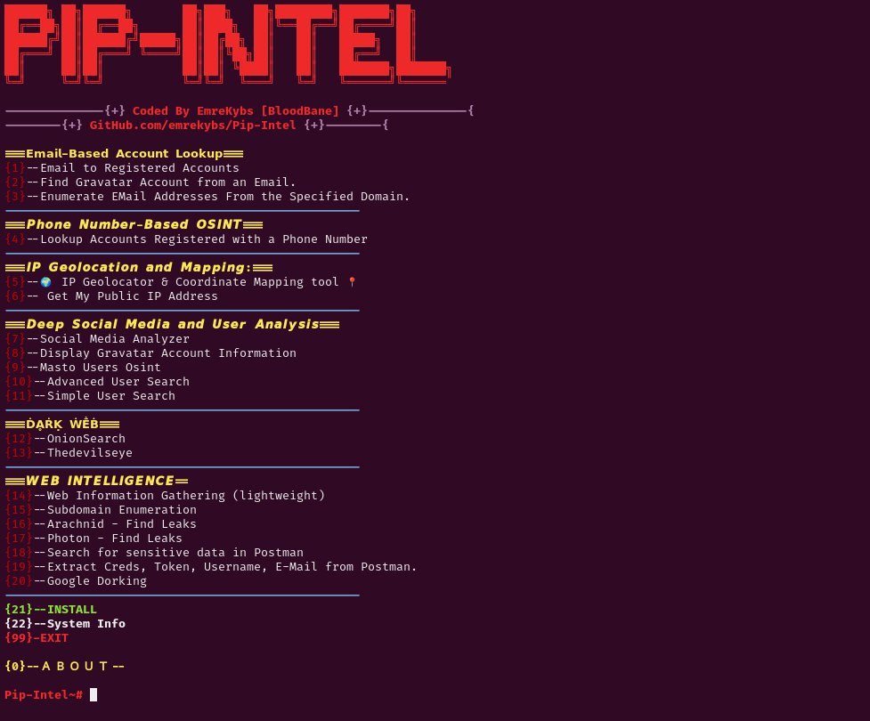 OSINT TIP #308 🔥

🔎PIP-INTEL consolidates various open-source tools into a single user-friendly interface, like a powerful search engine that helps you find and organize relevant data from the internet 🌐

🔗github.com/emrekybs/Pip-I…

#OSINT