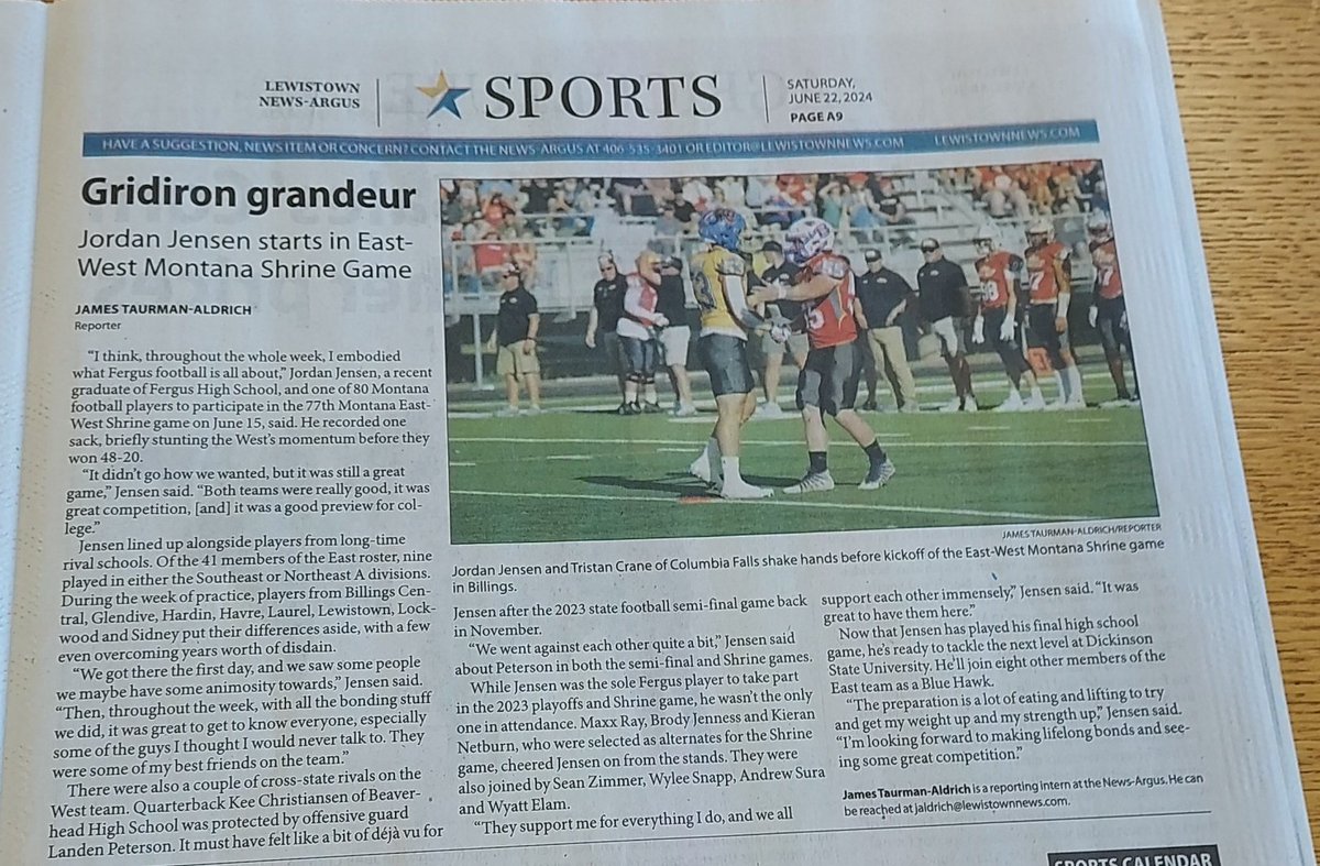 jamesaldrich25's tweet image. First sports story as an intern! Shoutout to @JordanJensen53 for getting selected to play in the Shrine Game so that I could cover it