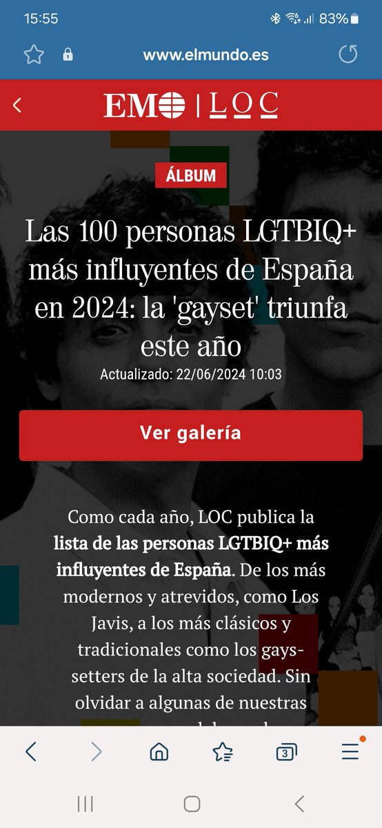 .<a href="/elmundoes/">EL MUNDO</a> me saca hoy, por quinto año en la lista de "Las 100 personas LGTBIQ+ más influyentes de España en 2024". Lo estoy flipando.
Muy agradecido por esto.
Ahora, a seguir trabajando. 
G R A C I A S 
#Orgullo
