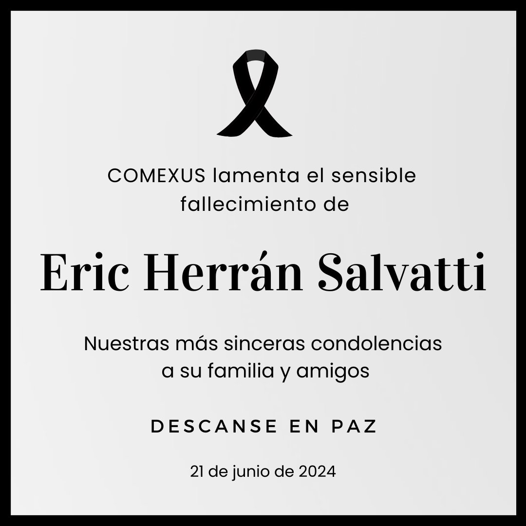 Comexus's tweet photo. Lamentamos profundamente el deceso de Eric Herrán Salvatti, ex becario Fulbright- Benito Juárez, doctorado en ciencias políticas en la Universidad de Yale. Nuestras condolencias a sus familiares y amigos. https://t.co/7YVRSJNCoZ
