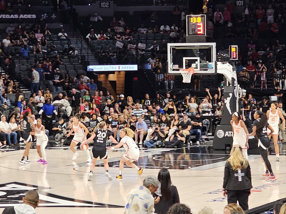 IowaBarns's tweet photo. Great and fun win last night watching the @lvaces 
Watching Kate Martin, Megan Gustafson, the  @theiowahawkeyes and Kiah Stokes (Iowa Raised) plus the 4 women's basketball olympics members..
Let's 3 peat!! 
#excited
#wnba    
#lvaces 
#iowa https://t.co/ZwF8RlrIgC