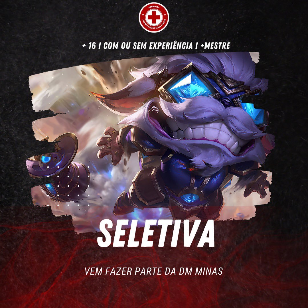 Seletiva DM Minas Esports
 
🇨🇭 MID LANE (Mestre +) 
🇨🇭 Assistant Coach (C/S experiência)  

Link Forms: docs.google.com/forms/d/e/1FAI…

Junte-se ao DM Minas   
#NosSomosDM #AvanteDM

RT: <a href="/vagas_esports/">Vagas Esports</a>