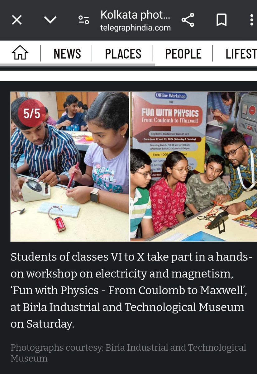 BITMKolkata's tweet image. #PressReview @TT_My_Kolkata #HandsOnWorkshop #FunWithPhysics