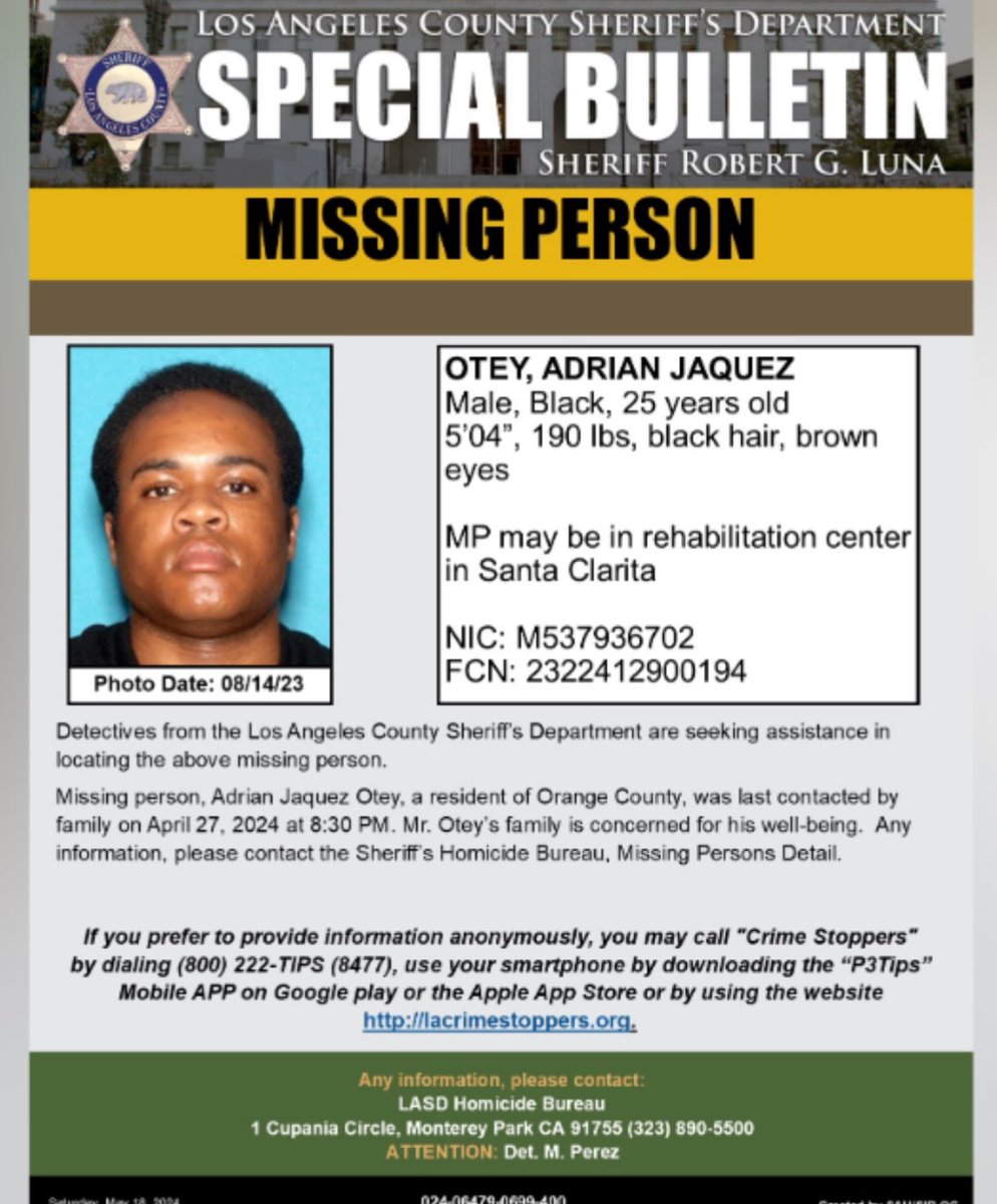 Were you in the LA area April 27th?  Did you by chance see Adrian?  When last heard from he was in distress.  His mother (Katie below) is on X desperate to find her son.  She already lost her daughter a year ago. Please help this mom. #Share #MissingPerson #California #LosAngeles