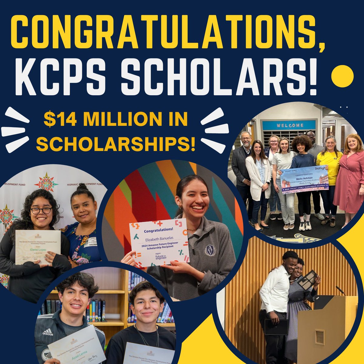 KCPS (@kcpublicschools) on Twitter photo The numbers are in. KCPS seniors this year were awarded $14 MILLION in scholarships!
This includes scholarships from <a href="/KCScholars/">GreatJobsKC</a>, <a href="/HDFKC/">HispanicDevelopFund</a>, KCPS, <a href="/BlackCommFundKC/">Black Community Fund</a>, @Amazon, and many more community partners, local & national nonprofits, and incredible organizations & agencies! The numbers are in. KCPS seniors this year were awarded $14 MILLION in scholarships!
This includes scholarships from <a href="/KCScholars/">GreatJobsKC</a>, <a href="/HDFKC/">HispanicDevelopFund</a>, KCPS, <a href="/BlackCommFundKC/">Black Community Fund</a>, @Amazon, and many more community partners, local & national nonprofits, and incredible organizations & agencies!