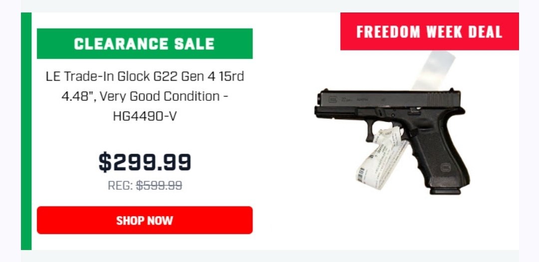 AKballistics's tweet photo. 🔥⭐️➡️ https://t.co/SHPVTyUgGF
PSA has L.E. Trade ins Glock 22 .40s&amp;w for just **$299.99**. 
Affiliate Link ⭐️ 
#40sw #LETradeins #Guns #Glock22 #Glock #Firearms #GunDeals #2AShallNotBeInfringed 
@palmettoarmory https://t.co/1BwKAlMwwX