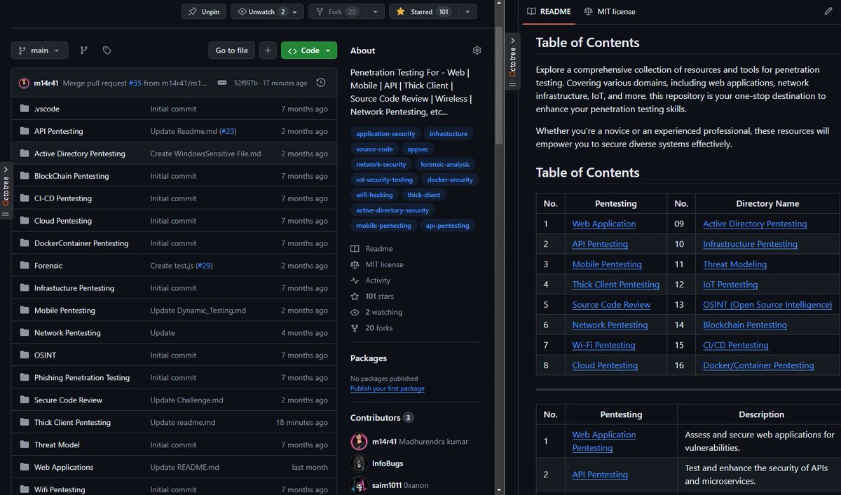 M14_R41's tweet image. Explore #PentestingEverything 

Repo Link: lnkd.in/daHw6e4U

#ApplicationSecurity #MobilePentesting #SourceCode #AppSec #NetworkSecurity #ForensicAnalysis #IoTSecurityTesting #DockerSecurity #WiFiHacking #ThickClient #ActiveDirectorySecurity #APIPentesting #GitHub