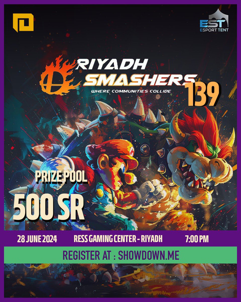 يسرنا الإعلان عن بطولة <a href="/Riyadh_Smashers/">Riyadh Smashers</a> رقم ١٣٩ 🔥 
من تنظيم الفريق الفولاذي <a href="/ESportTent/">EST</a> 🤖🔥

رابط التسجيل ⬇️

showdown.me/tournaments/29…