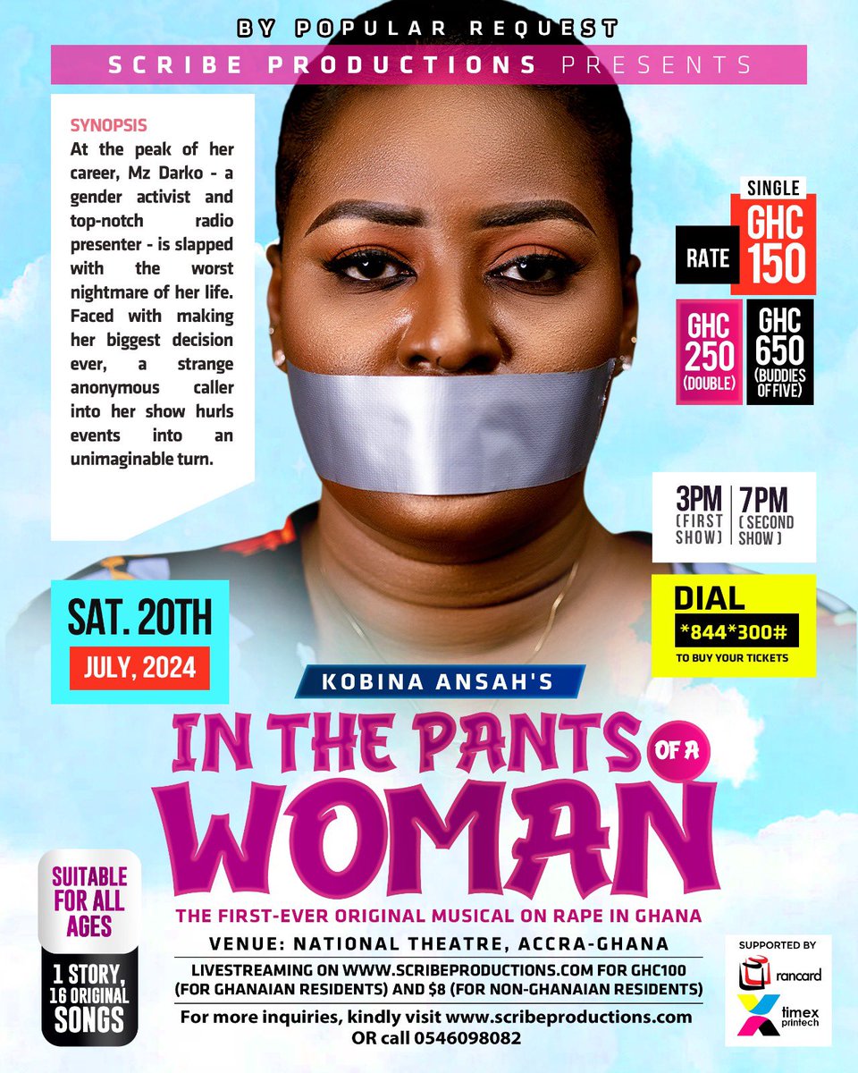tricia_kasapagh's tweet photo. @tv3_ghana ●|AUDIENCE REVIEW|●🔥🔥
*"The play addresses a very serious and sensitive area."*😊
#InThePantsOfAWoman
#July20
#NationalTheatre
#TheRerun https://t.co/YtclEu7zNw