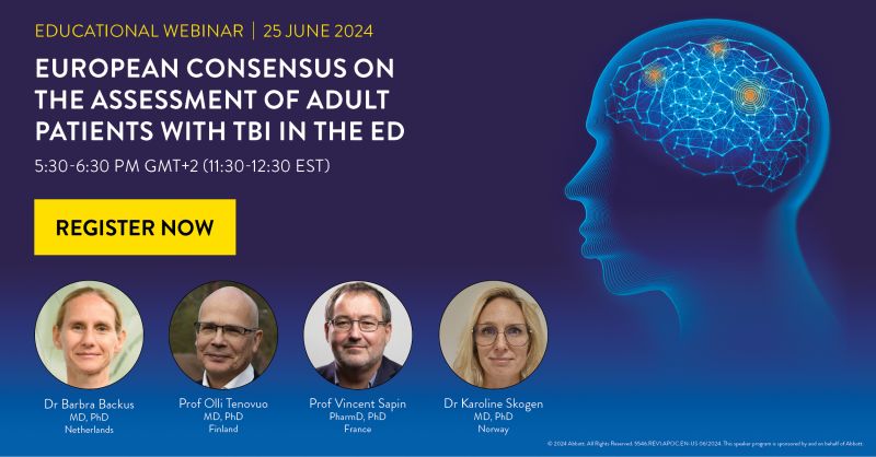 Webinar on the recently published “European consensus on the assessment of adult patients with traumatic brain injury in the ED”.  🕔June 25, 2024 | 5:30-6:30pm GMT+2 (11:30-12:30pm EST) @EuropSocEM <a href="/BestuurNVSHA/">Bestuur NVSHA</a> @FOAMedNL <a href="/AbbottNews/">Abbott</a> 

lnkd.in/g_gFrCpY