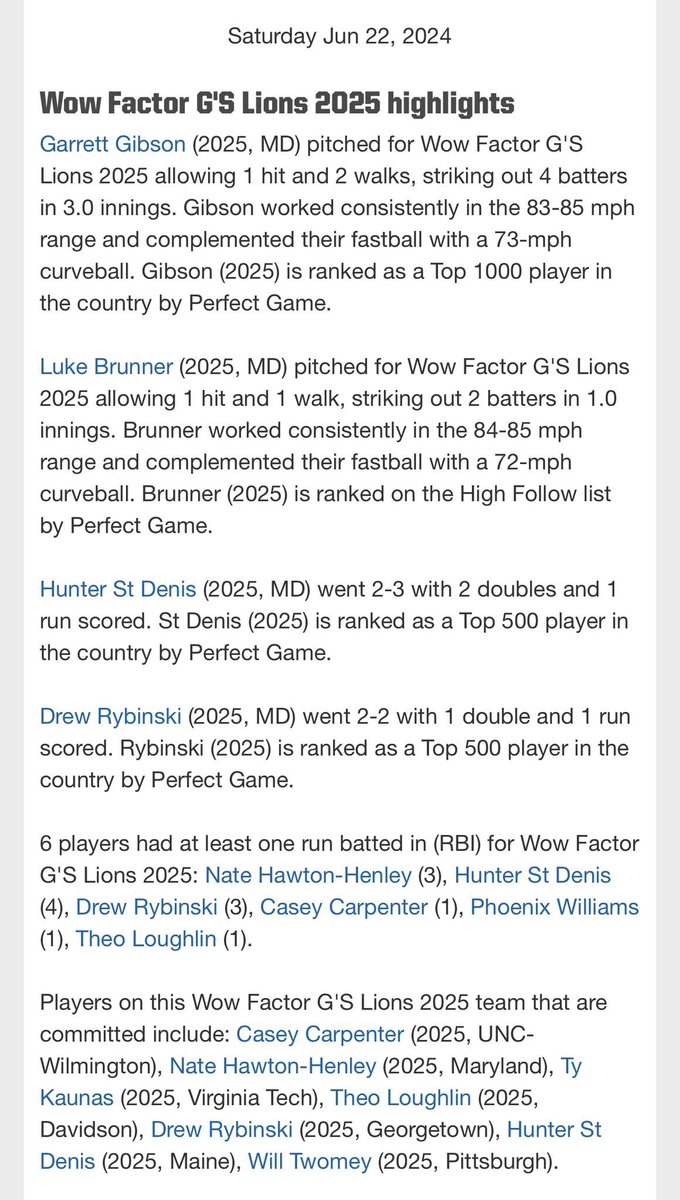 Ole_Liners's tweet photo. 🦁 Wow Factor G’s Lions 2025 got the victory in their first tournament match at 2024 WWBA 17U National Championship! 
.
@PG_Uncommitted @PGShowcases @PG_Scouting @PGMidAtlantic @PerfectGameUSA https://t.co/u241mPUd1h