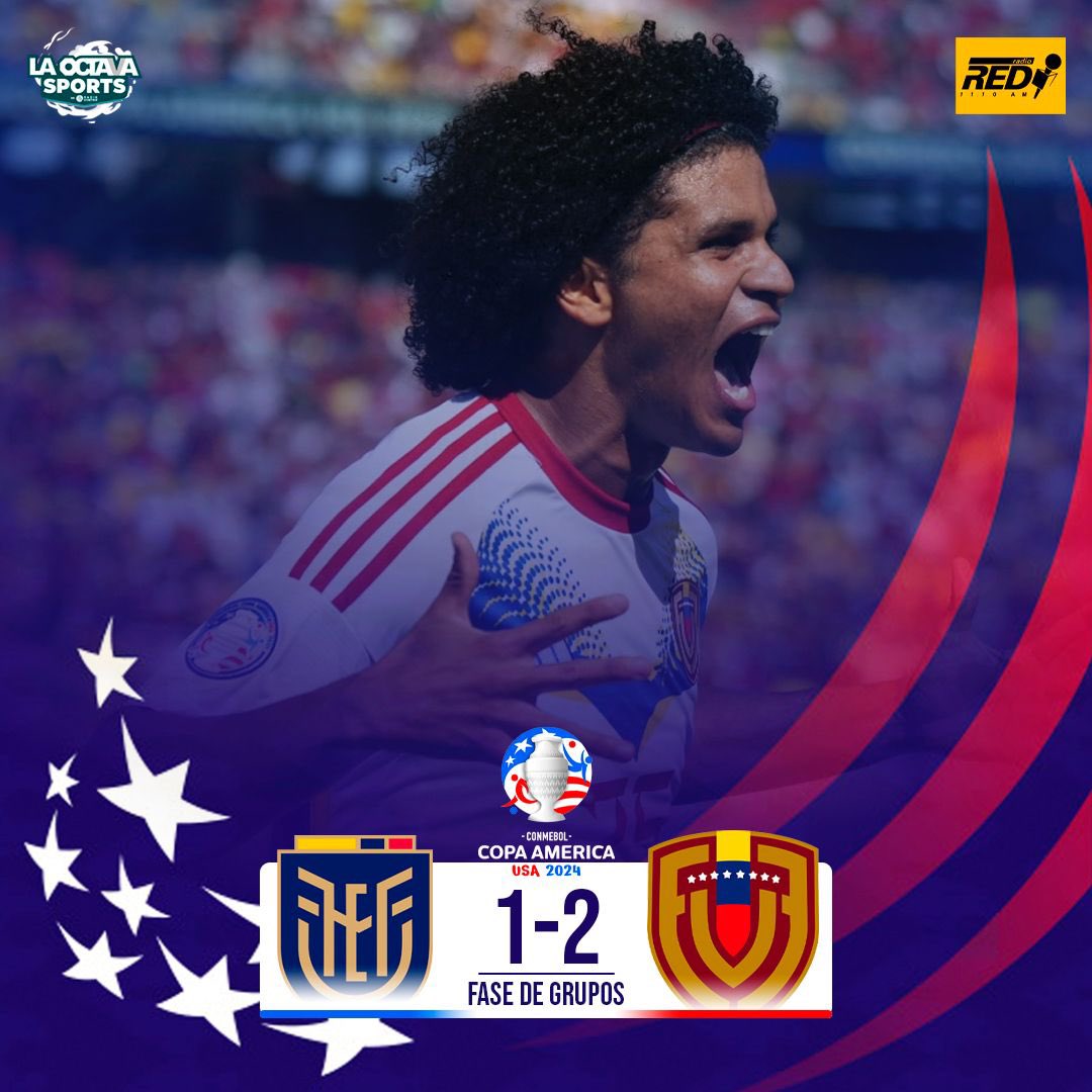 GANÓ LA VINOTINTO 🇻🇪

La Selección de Venezuela remontó y venció 2-1 a Ecuador en su debut en la Copa América 2024 🔥

Estos dos equipos son parte del grupo de la Selección Mexicana 👀

#TeDaMásEmociones
#LaRutaDeLosCampeones #CopaAmerica #VibraElContinente