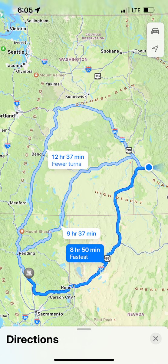 Thinking about adding 4 hours and 200 miles to my trip tomorrow cause I hate turning