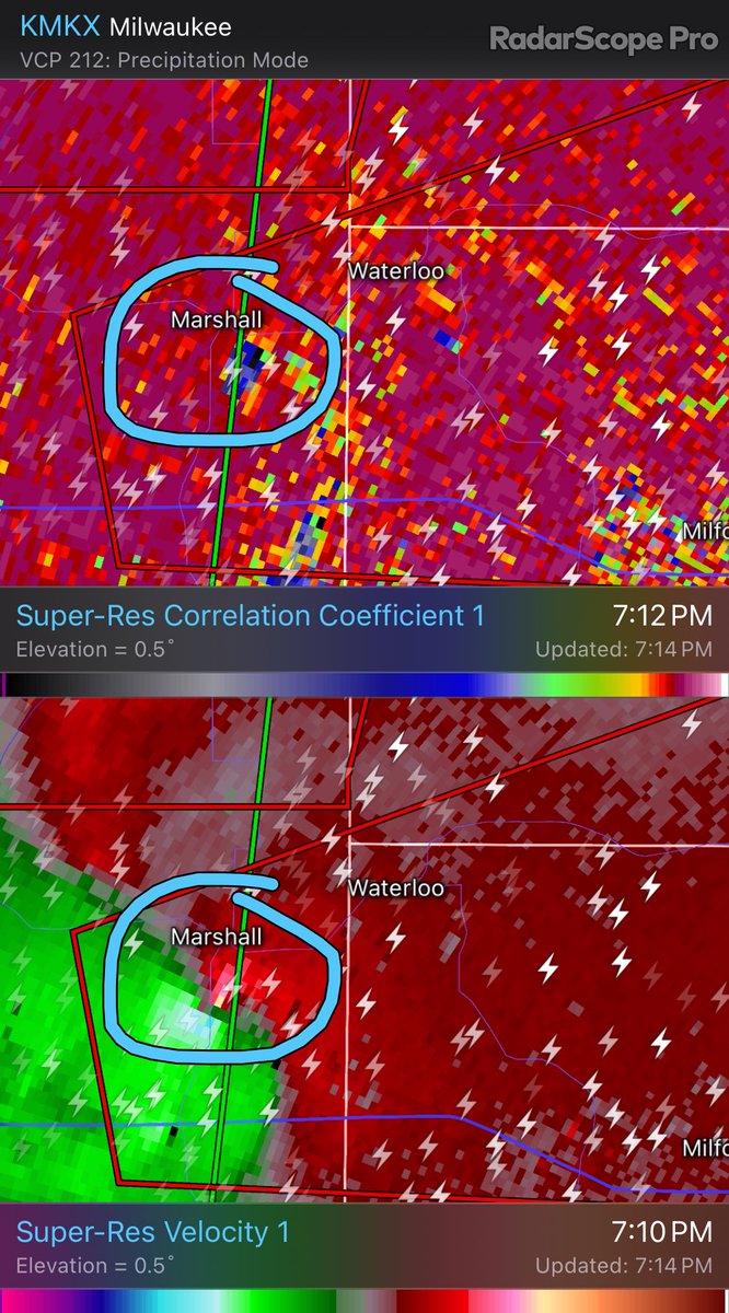 TORNADO ON THE GROUND SOUTH OF MARSHALL HEADING FOR WATERLOO