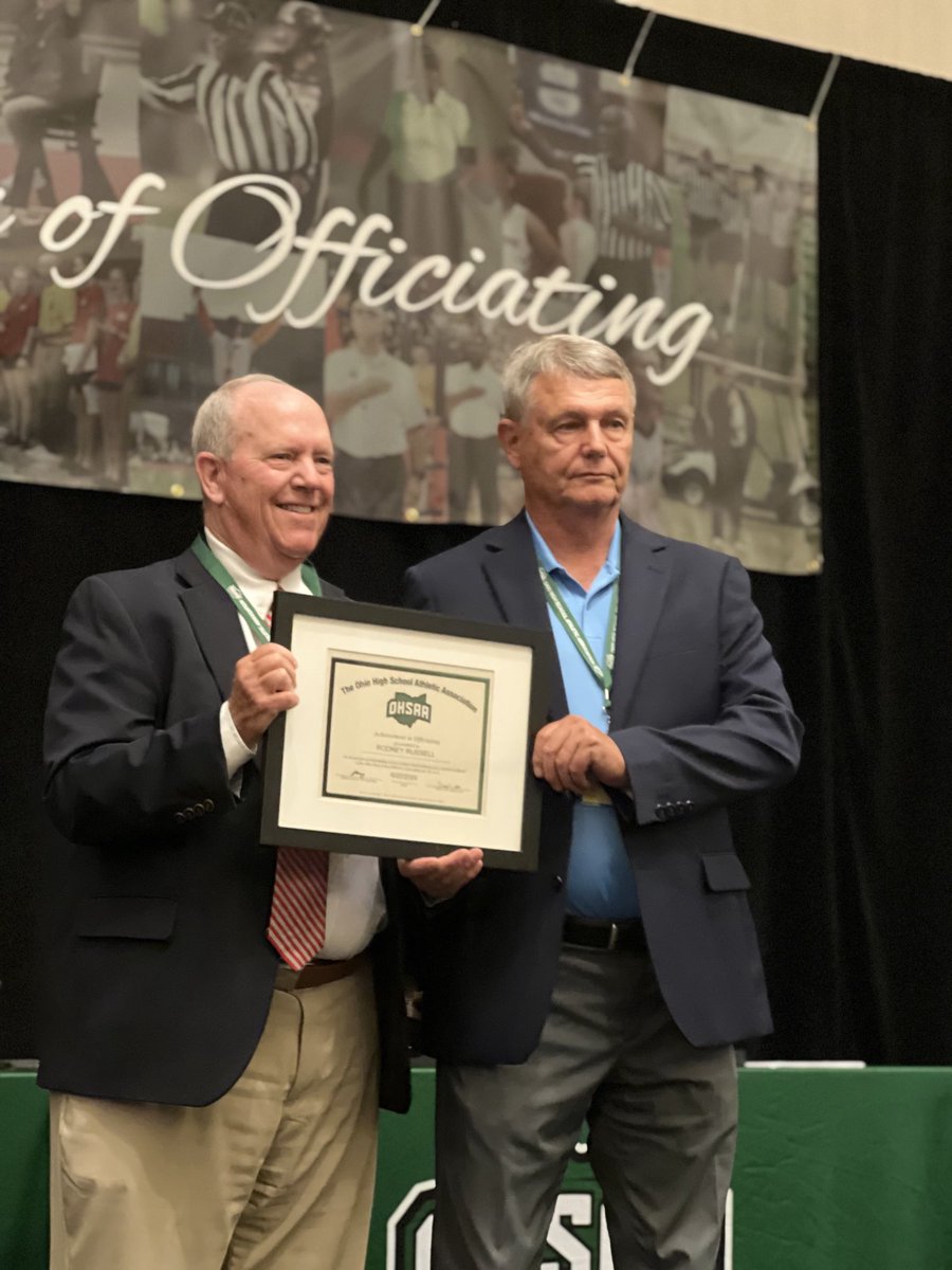 Congrats to Jeff Aryes who was inducted into the OHSAA Officials Hall of Fame and Rod Russell who was recognized for 50 years of officiating and the OHSAA Girls Track official of the year!! Appreciate all you have done for the student athletes of Ohio!’