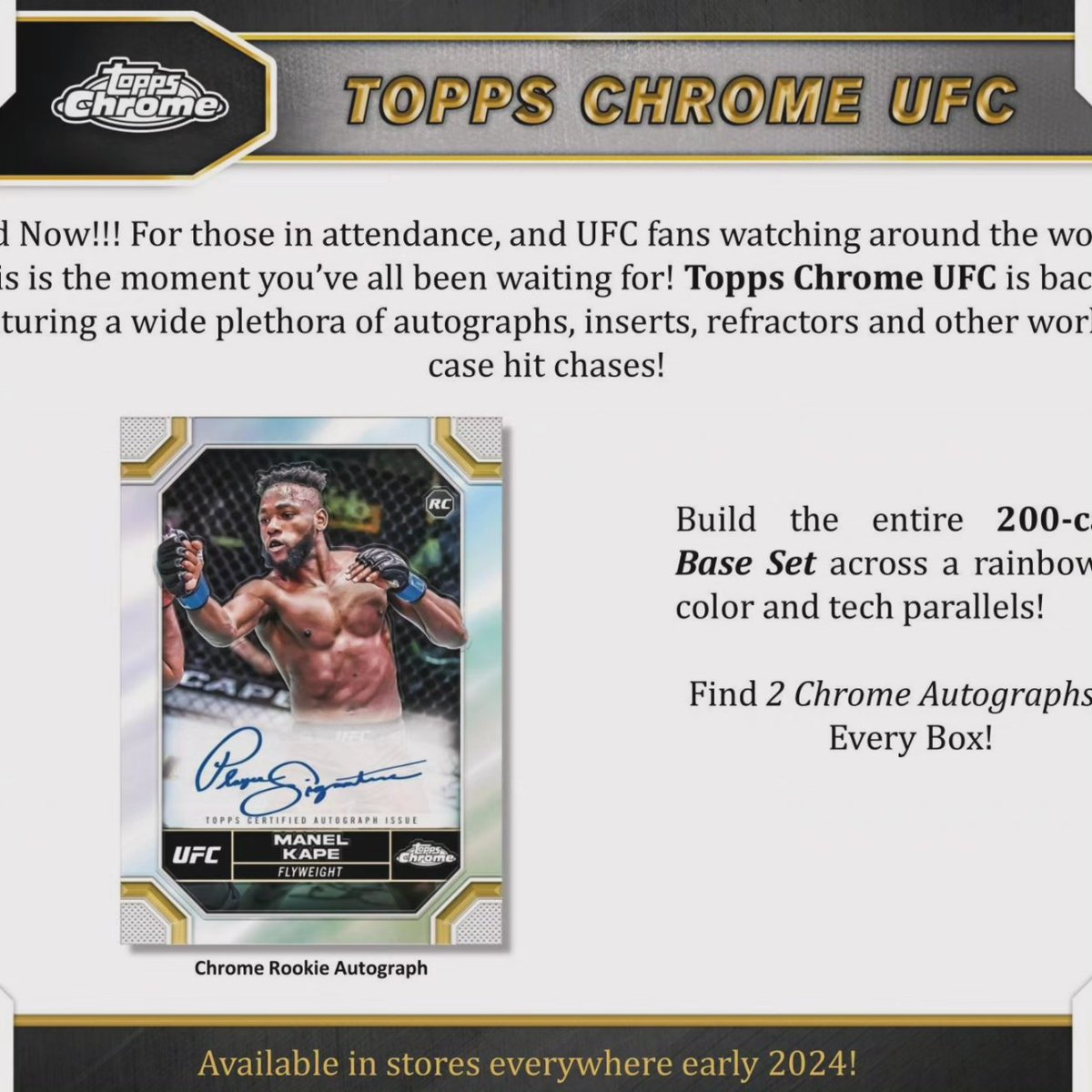 rdaex1's tweet image. 3x Topps Chrome UFC!
6 autos
Color and parallels 

12 random weight classes!

$55 per spot!

@IBringSunshine @agunn23 @sports_sell @ILOVECOLLECTIN1 @sw_card @DaveMallari