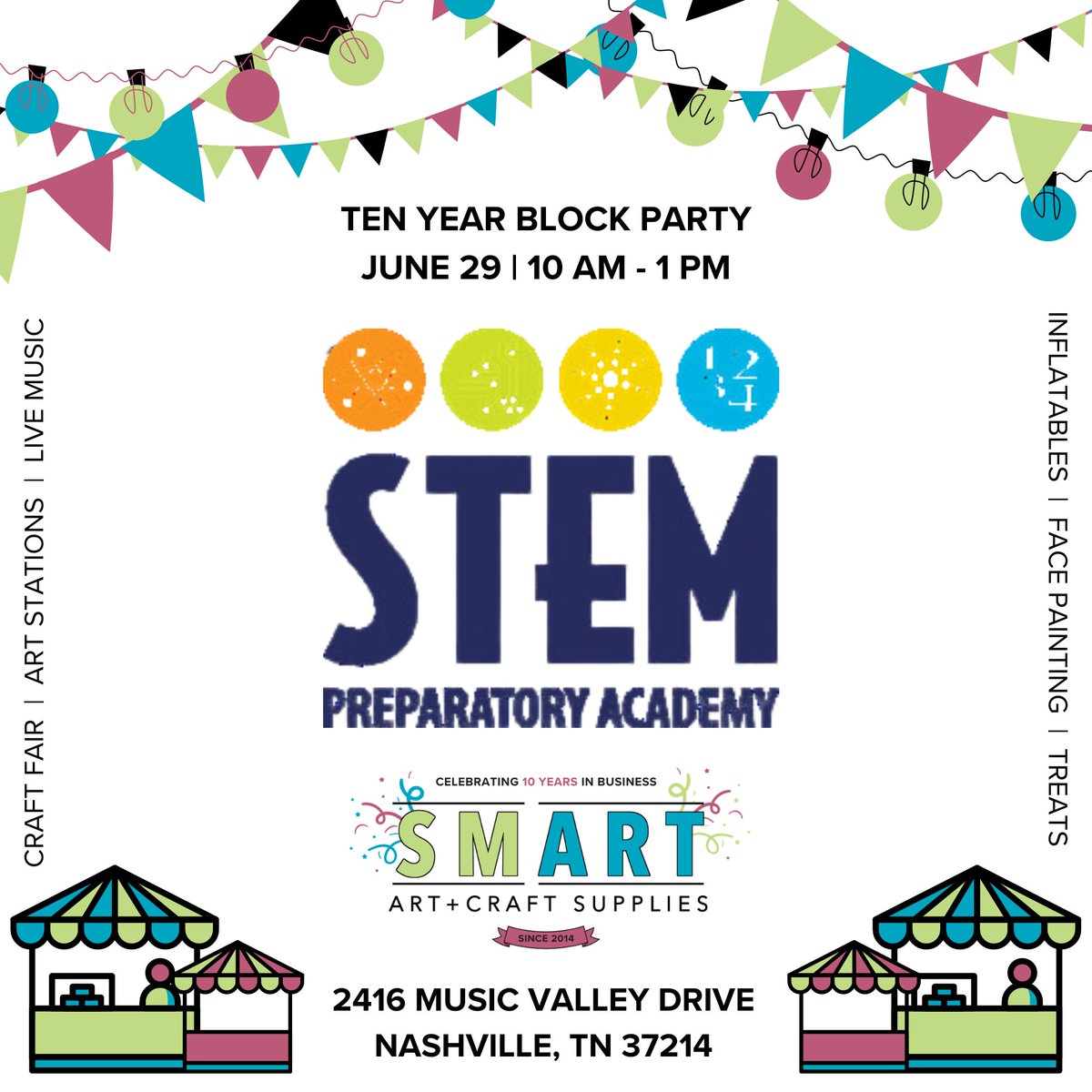 Our final vendor to be announced is the incredible STEM Preparation Academy! We cannot wait for Saturday June 29 at 10 AM when STEM along with our other vendors throw the party of the year for Smart's 10th birthday.