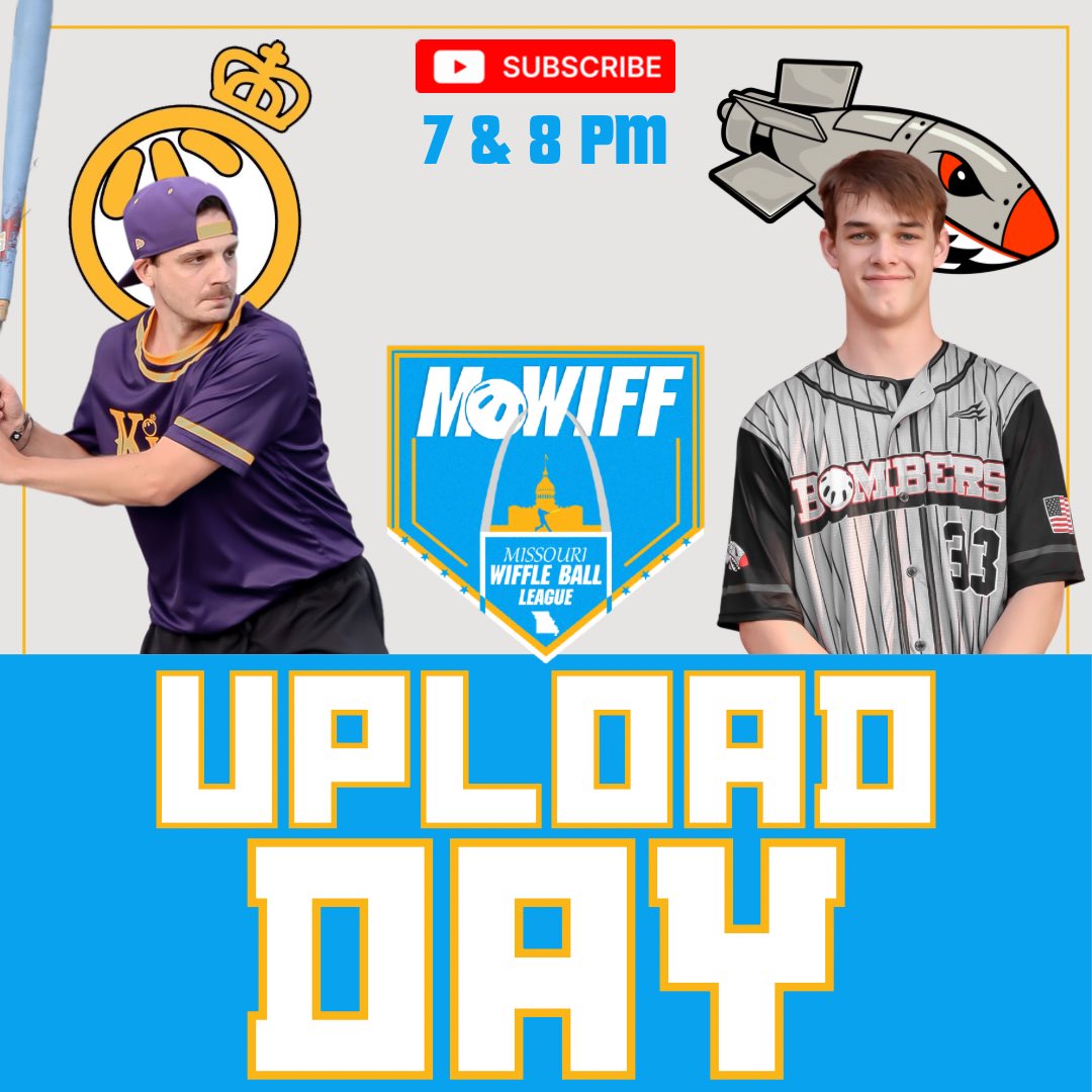 Upload day! 

A battle between the Bombers and Kings tonight on the MOWIFF YouTube channel! 

(Some Technical difficulties during the second game)

#mowiff #wiffleball #season4 #week11 #uploadday