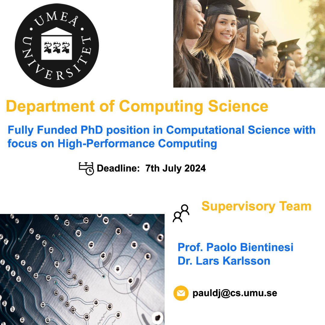 PhdScanner's tweet image. 🔃 Fully Funded📢📢 #phdposition alert
✅Passionate about #Computing #Tensors #Algorithms 
✅ Rare upto 4⃣ to 5⃣ years fully funded #PhDposition within the Department of Computing Science @umeauniversity  
📌This #phdproject is in Computational Science with focus on…