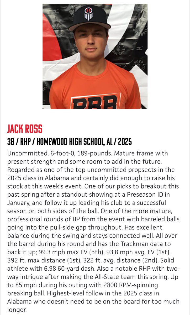 Jack Ross (@jackross_5) on Twitter photo Thank you <a href="/PrepBaseballAL/">Prep Baseball Alabama</a> for the write up.
@PBR_Uncommitted
@hhspatbaseball
<a href="/33sbaseball/">33s Baseball Club</a> Thank you <a href="/PrepBaseballAL/">Prep Baseball Alabama</a> for the write up.
@PBR_Uncommitted
@hhspatbaseball
<a href="/33sbaseball/">33s Baseball Club</a>