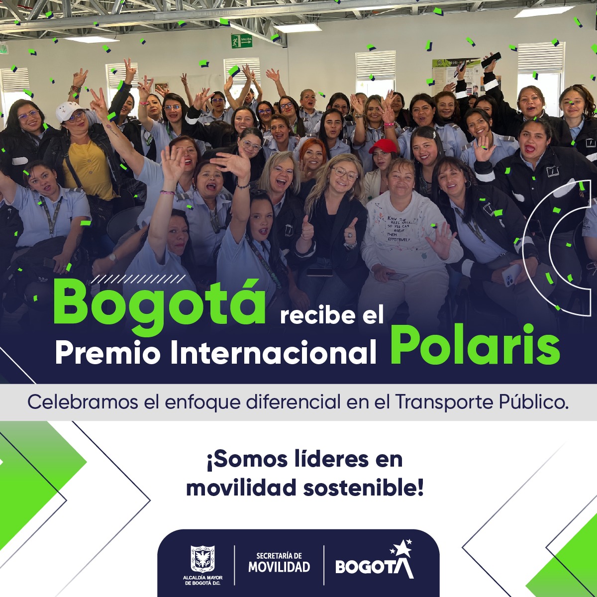 SectorMovilidad's tweet image. 🏆🚌Celebramos #UnidosEnAcción junto a @Bogota, @LaRolitaBog y @UKinColombia por ganar el @polaris_awards. Nuestra campaña #PrimerAñoLaRolita se destaca por empoderar a las mujeres y promover empleos verdes en el transporte público. ¡Un hito para la innovación urbana! #Polaris24