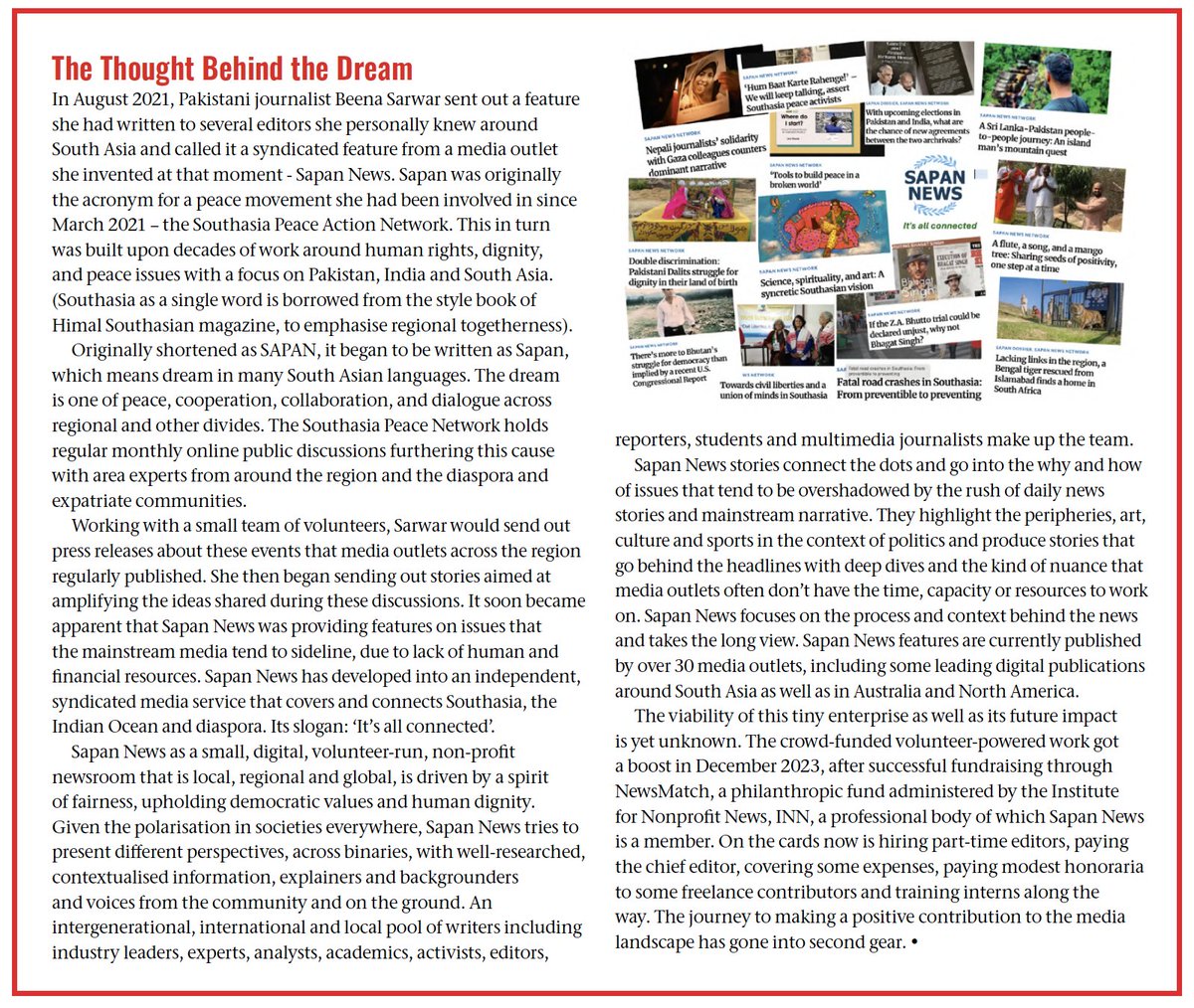 International Federation of Journalists -  Special Report: South Asia’s Media Viability and Trust Issue - PDF online here: bit.ly/ifj2024
Features a section on <a href="/SapanNews/">Sapan News</a> - 'The Thought Behind the Dream'

#journalism #democracy #southasia
