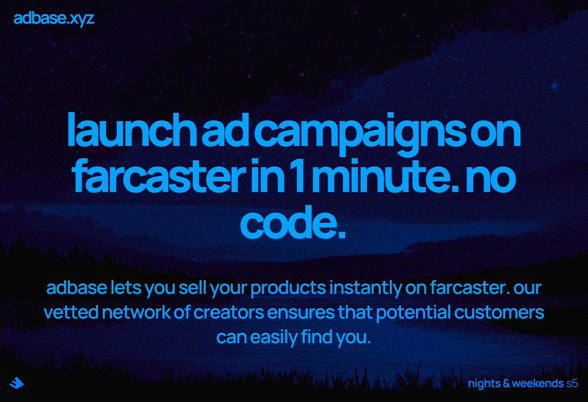 Raj (@rajgoesout) on Twitter photo launch ad campaigns on farcaster!
if you're a creator or seller, DM me for beta access.💌
<a href="/_buildspace/">buildspace</a> <a href="/_nightsweekends/">nights & weekends</a> launch ad campaigns on farcaster!
if you're a creator or seller, DM me for beta access.💌
<a href="/_buildspace/">buildspace</a> <a href="/_nightsweekends/">nights & weekends</a>