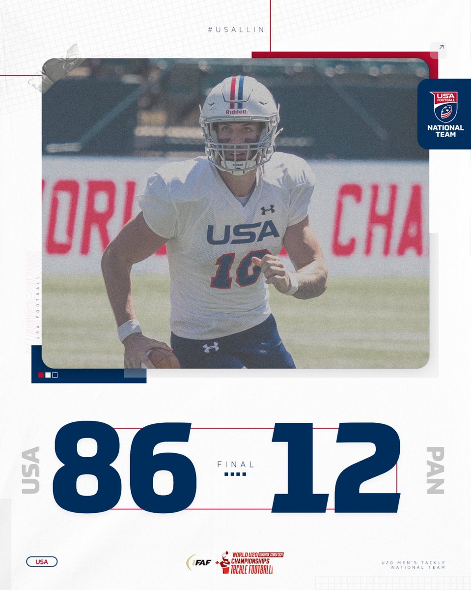 U.S. National Football Team (@usnft) on Twitter photo Put a W in the 📚‼️
The United States defeats Panama, 86-12, at the <a href="/2024IFAFWC/">2024IFAFWC</a> 👏
#GoldStandard #USALLIN Put a W in the 📚‼️
The United States defeats Panama, 86-12, at the <a href="/2024IFAFWC/">2024IFAFWC</a> 👏
#GoldStandard #USALLIN