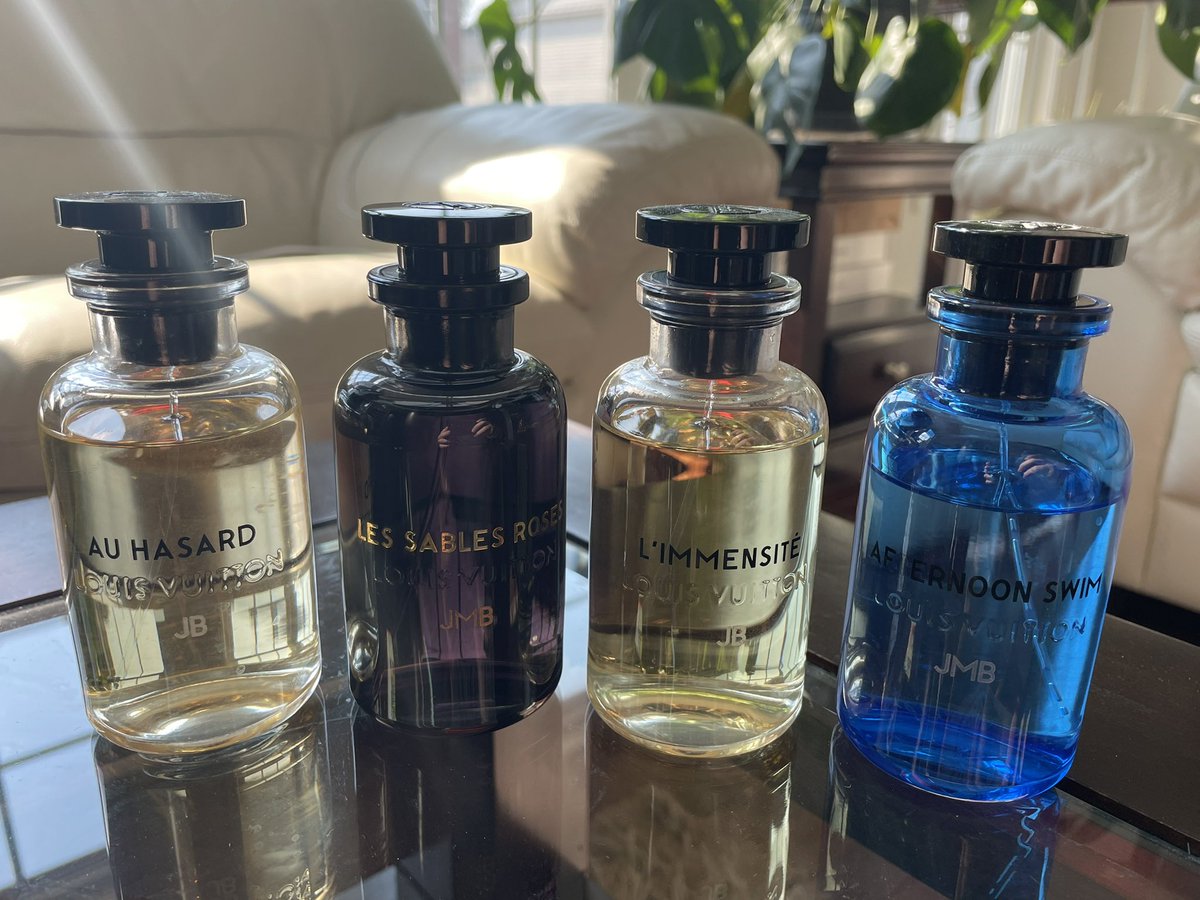 JBizzle703's tweet image. Hey @blar51 (or anyone interested in men’s colognes) here are my favorite @LouisVuitton scents…
Afternoon Swim is a very fresh/summer/citrus one. Reminds me of a high end Cool Water but more summer. I probably wear this the most.
L’immensite is just a solid all around LV…