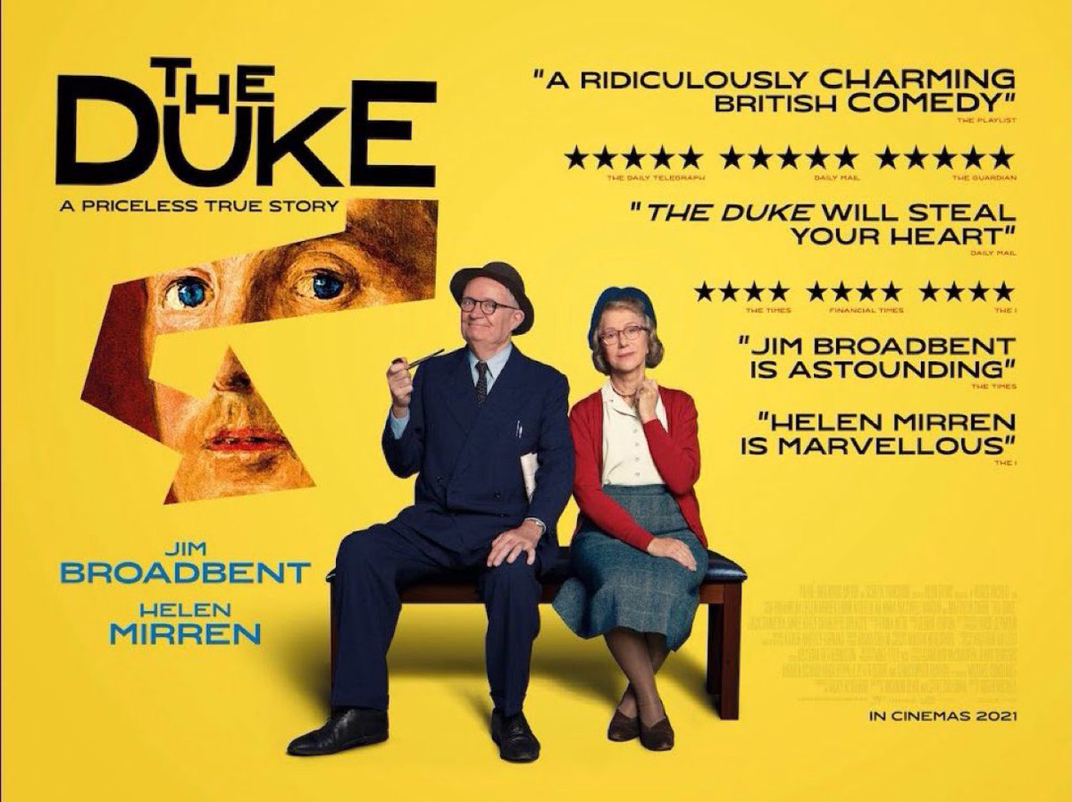 SaveRedlandLibr's tweet photo. 10:35pm TODAY on @BBCFOUR 👌One to Watch👌
The 2020 #Comedy #Crime film🎥 “The Duke” directed by #RogerMichell & written by #RichardBean +#CliveColeman
Based on 1961 theft of Goya’s “Portrait of the Duke of Wellington”
🌟#JimBroadbent #HelenMirren #FionnWhitehead #MatthewGoode https://t.co/cPgSIDWC8N