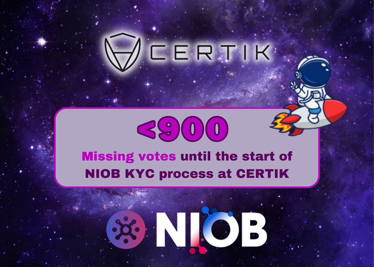 niobfinance's tweet photo. With every single #vote, we get a little closer to the #KYC process at @certik every day. 🥳
Every vote counts! 👍🏼 https://t.co/NH6Mqqu4Gn