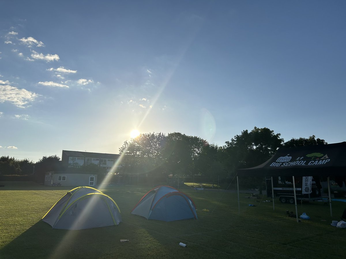 As the sun sets over the camp, the campers having feasted on smores, are in their tents and ready to sleep. It’s been a great day, full of fun and excitement and hopefully now they will sleep well, ready for more fun tomorrow. <a href="/bigschoolcamp/">bigschoolcamp</a> #tiredbuthavingfun