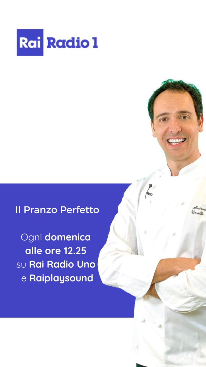 Su Rai Radio1 🍽️Storie di cucina, saperi e sapori, ricette e tradizioni a #IlPranzoPerfetto Vi aspetto  ogni domenica alle 12.25 a partire da domani 23 giugno.
🎧 In diretta su #Radio1 e in streaming su <a href="/raiplaysound/">RaiPlay Sound</a> 👉 raiplaysound.it/radio1 
Radio1 Rai RaiPlay
