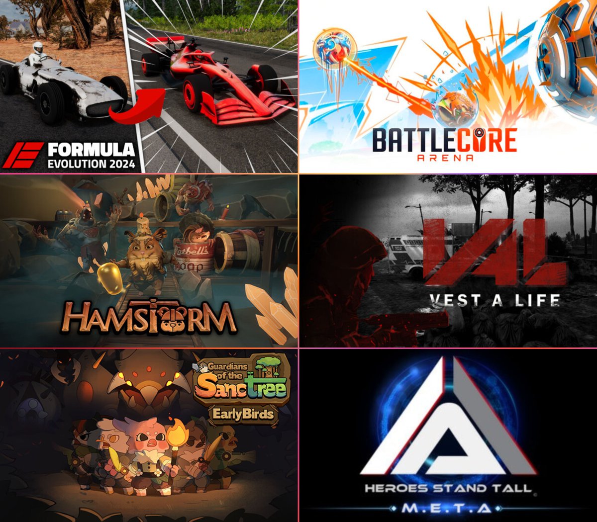 SteamGamesPC's tweet photo. 🚨 JUN 23 NEW FREE GAMES ON STEAM 🚨

1⃣Formula Evolution 2024
https://t.co/bjlt1WeK0g
2⃣BattleCore Arena
https://t.co/5eTnrPeV5U
3⃣Hamstörm
https://t.co/27utlCiBrJ
4⃣Vest A Life
https://t.co/ehbcIuj8l5
5⃣Early Birds
https://t.co/nFd9iiz1Kj
6⃣M.E.T.A
https://t.co/of1Y35wnT5 https://t.co/oSWezVBmRo