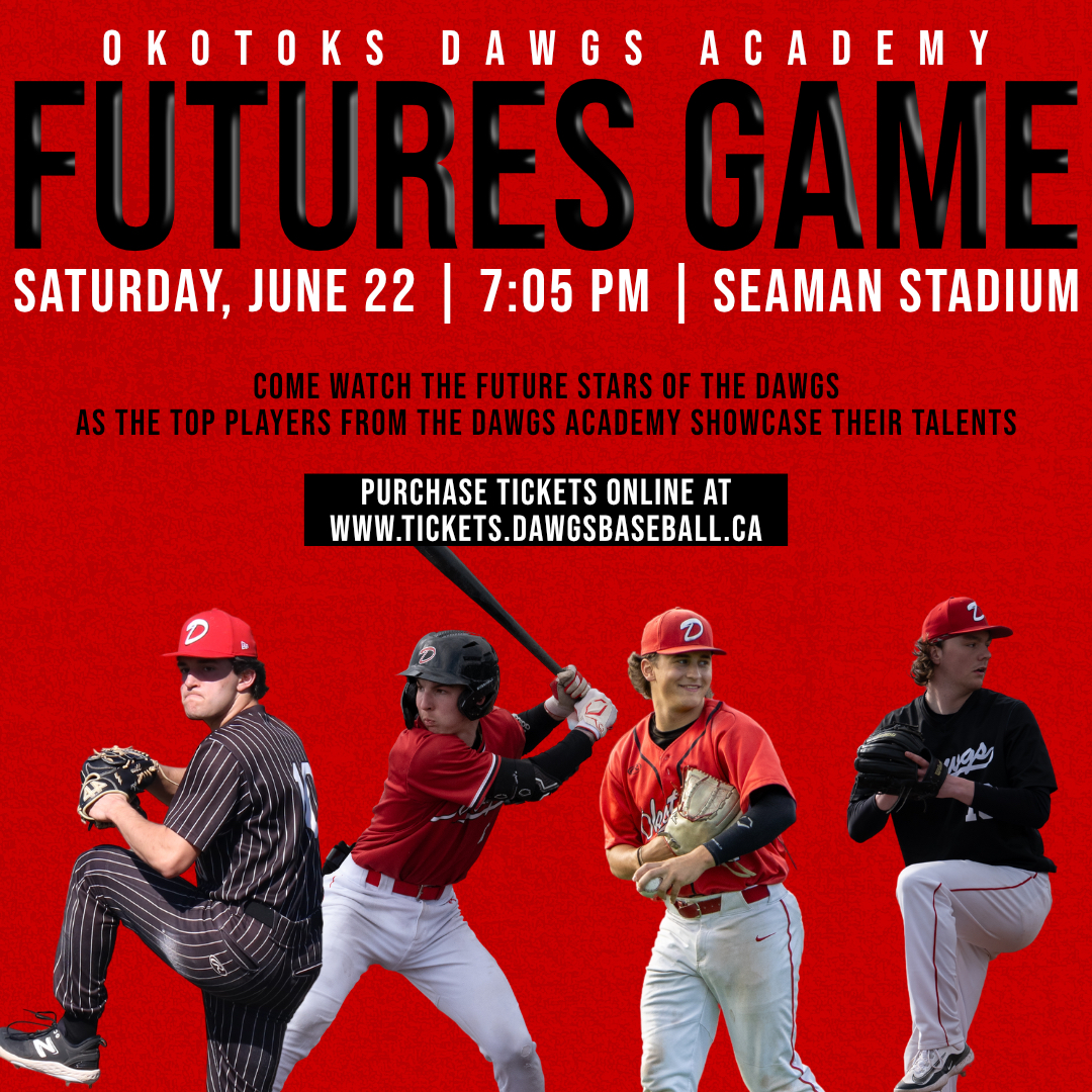 DawgsAcademy's tweet photo. The Dawgs Academy Futures Game is tonight at 7:05pm at Seaman Stadium.
Tickets are nearly sold out, make sure you visit https://t.co/URx3i6KWe6 and come see the future stars of the Dawgs!
#dawgs #WCBL #futuresgame #futures #stars #academy #yycbaseball https://t.co/ypIKjXrfJA