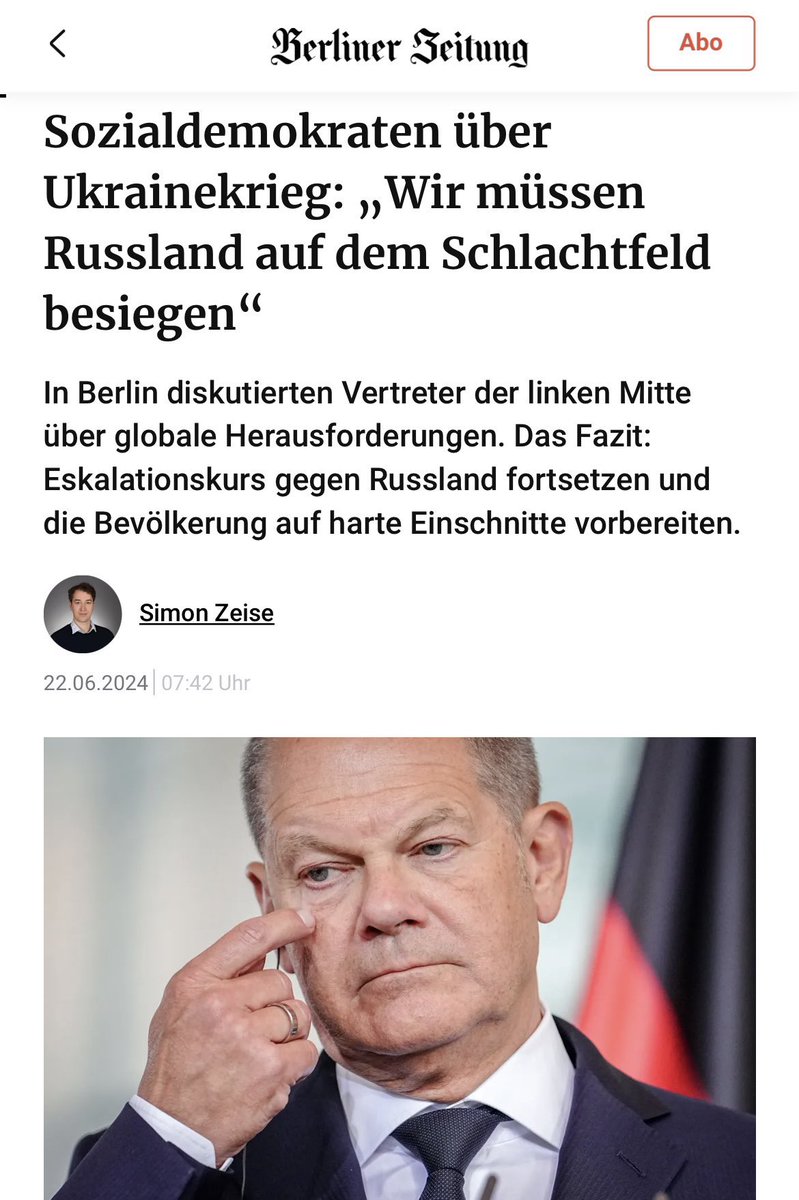 22.6.1941 Überfall auf die #Sowjetunion durch #Nazi-Deutschland, 27 Millionen Todesopfer bis 1945 – so viele wie in keinem anderen Land während des Zweiten Weltkriegs.

22.6.2024 #Sozialdemokraten so: „Russland muss den Krieg verlieren. Wann immer #Russland einen #Krieg verloren