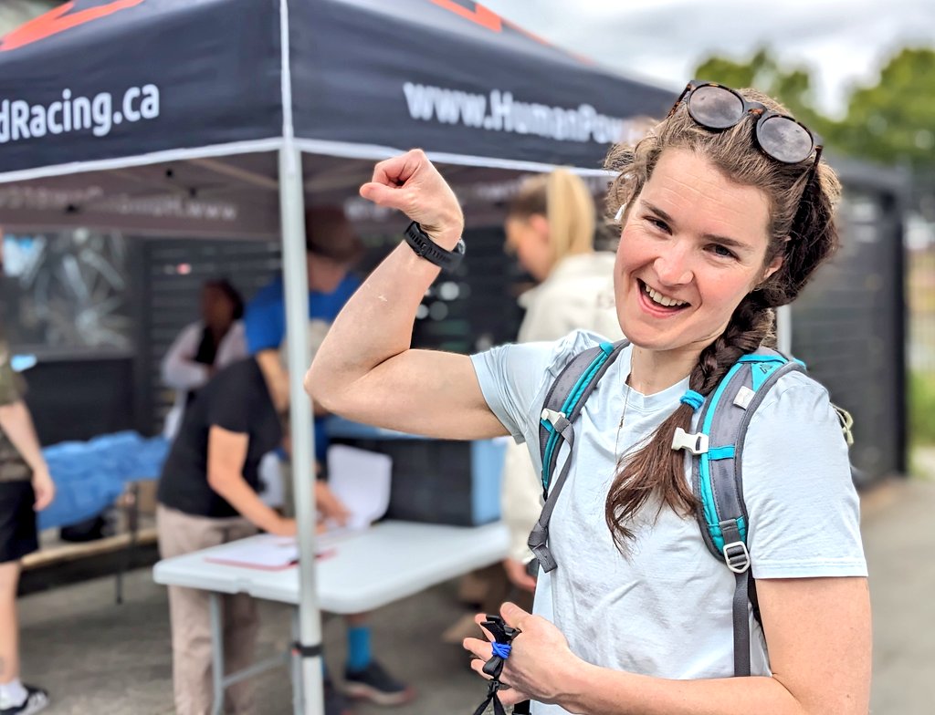 First time racer, Lisa M., who says, "it's going to be a fun day, best of luck to the rest of the athletes!" #yyj #IBelieveSurvivors