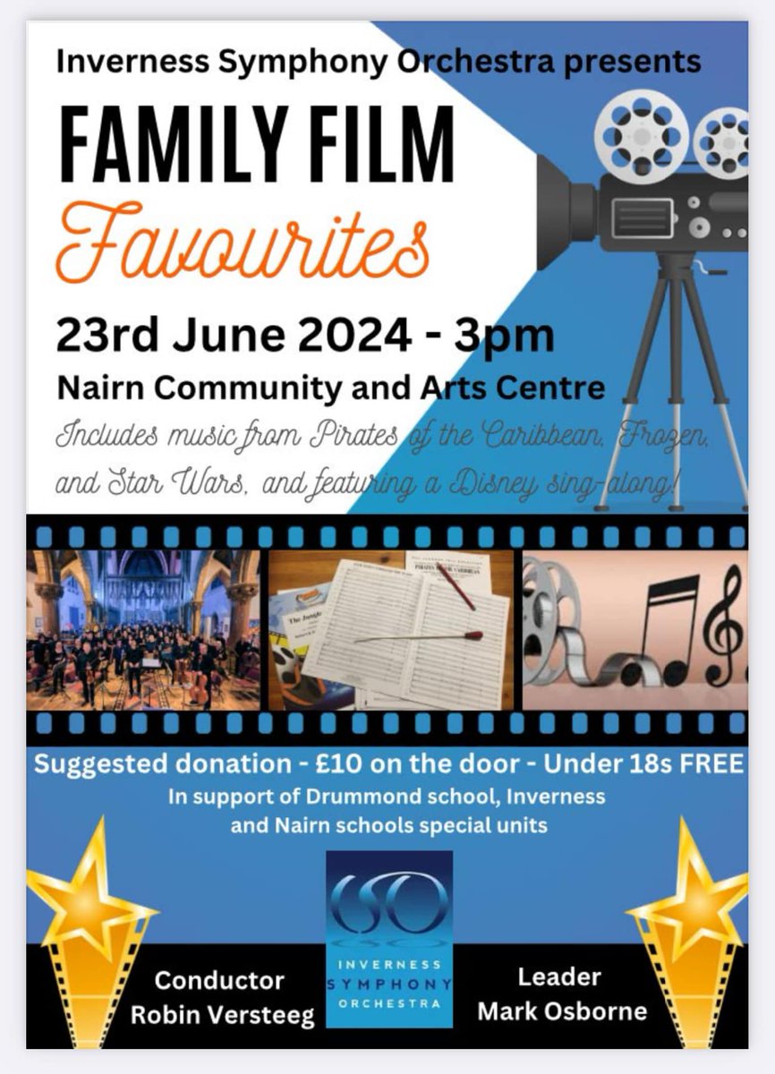 InvSymphonyOrch's tweet image. Join us tomorrow at Nairn Community and Arts Centre for a great family friendly film concert!