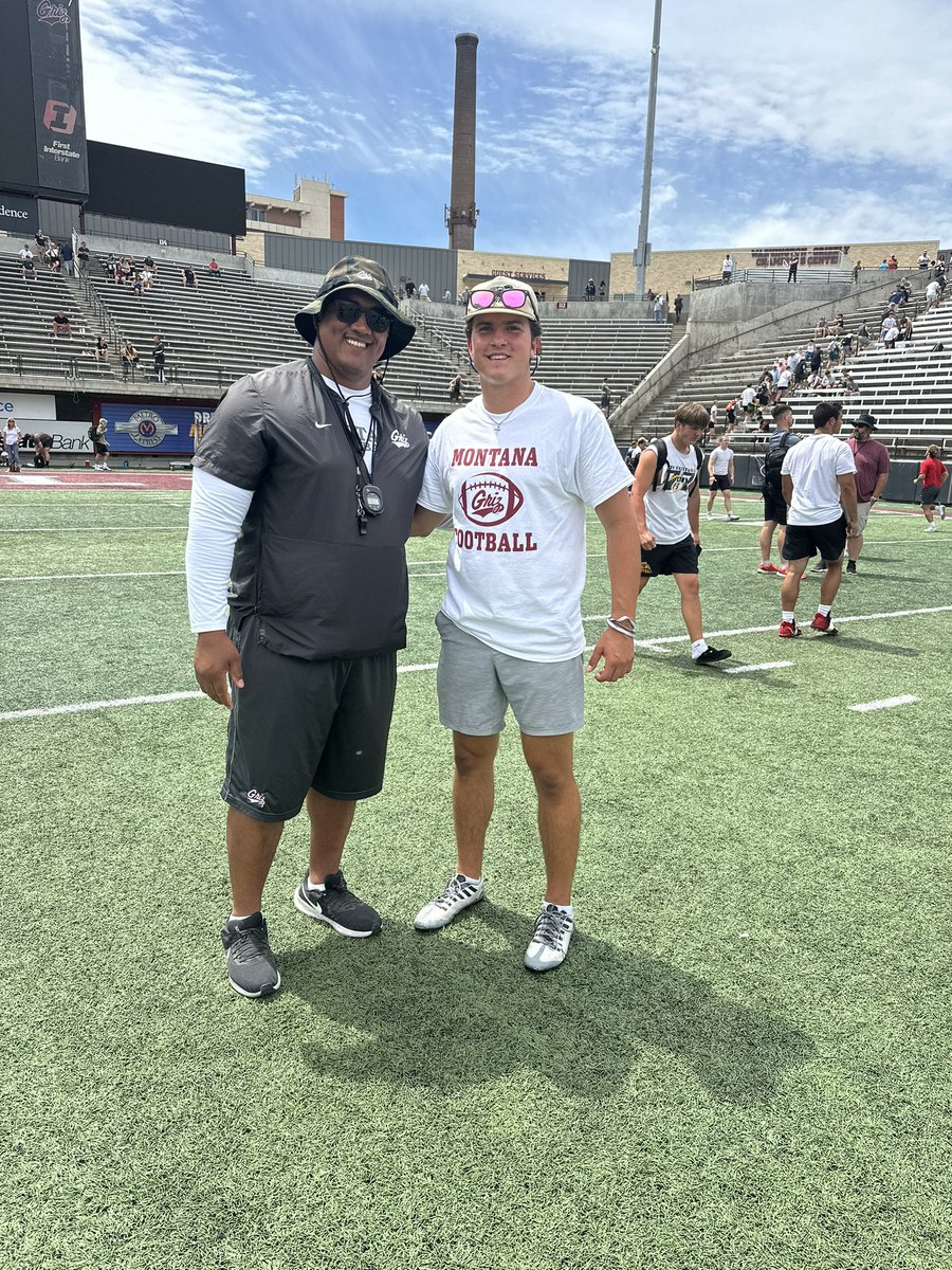 Had an amazing time at the <a href="/MontanaGrizFB/">Montana Griz Football</a> camp today! Thank y’all for having me out! <a href="/CoachPease/">Brent Pease</a> <a href="/GrizCoachGreen/">Justin Green</a> <a href="/YVQBacademy/">YVQBacademy</a>